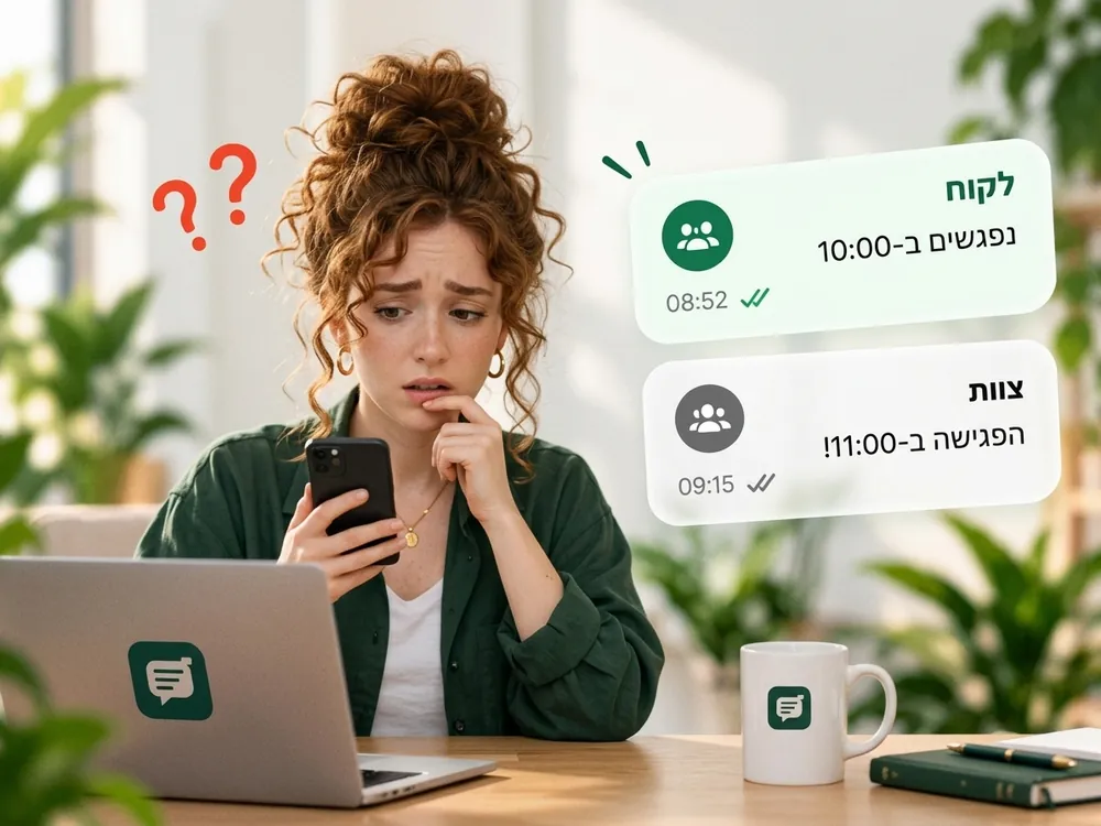 בקבוצת הלקוח נפגשים ב-10:00, ובקבוצת הצוות הפגישה ב-11:00
